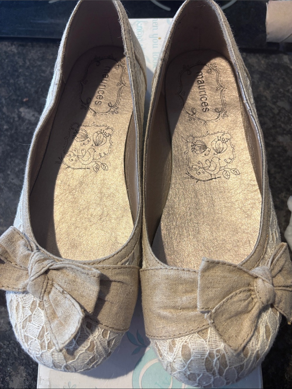 Maurices Ivory Lace Bow Ballet Flats